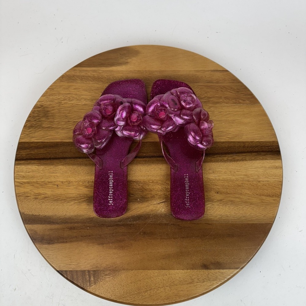 Womens Jeffrey Campbell Floralee Pink Jelly Thong Flip Flops Sandals Size 8 M - Picture 1 of 8